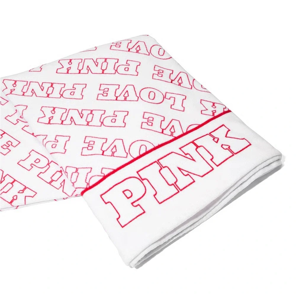 NEW Love PINK white and pink terry beach towel